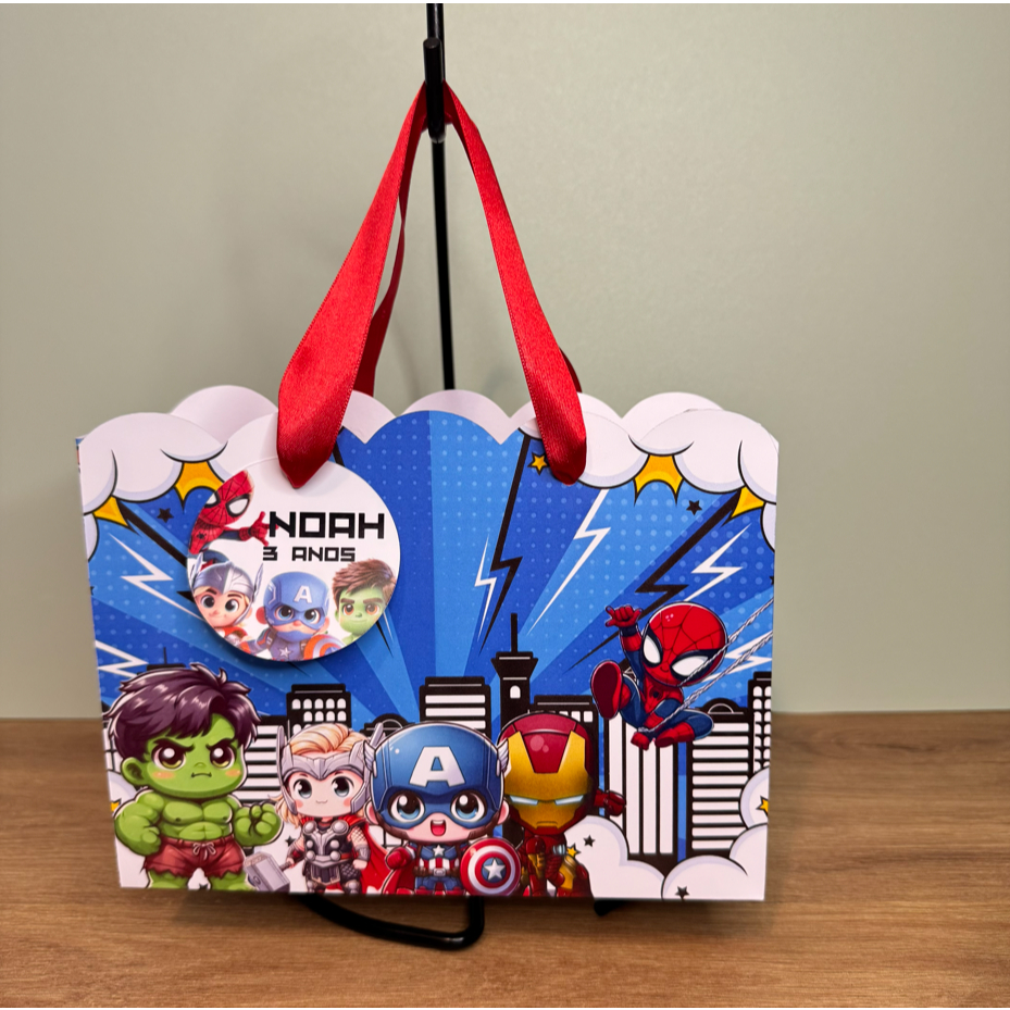 Lembrancinha Personalizada Sacolinha Nuvem Super Herois com Tag - PEGUE E MONTE