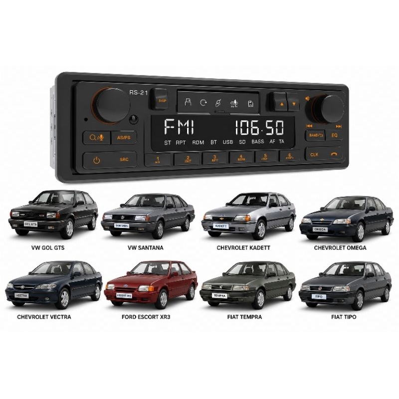 Rádio Automotivo Retrô Anos 80 / 90 padrão 1Din
