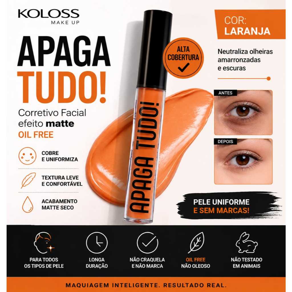 Koloss Corretivo Laranja Matte Anti Olheiras Camuflagem Olheiras Escuras