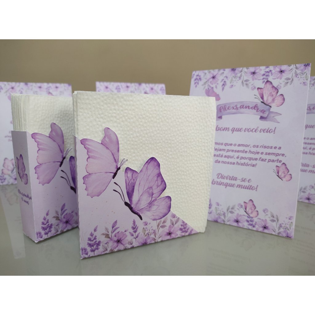 Kit Centro de Mesa - Porta Guardanapos e Placas de Agradecimento - (Envio Rápido) - Borboletas — imagem 2 de 2