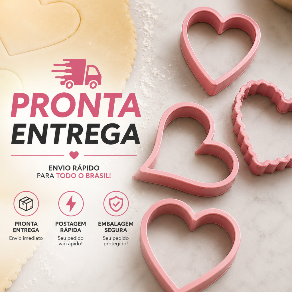 Kit 5 Cortadores de Biscoito Formato Coração Criativos Ideal para Biscoito Amanteigado fácil de limpar — imagem 2 de 2
