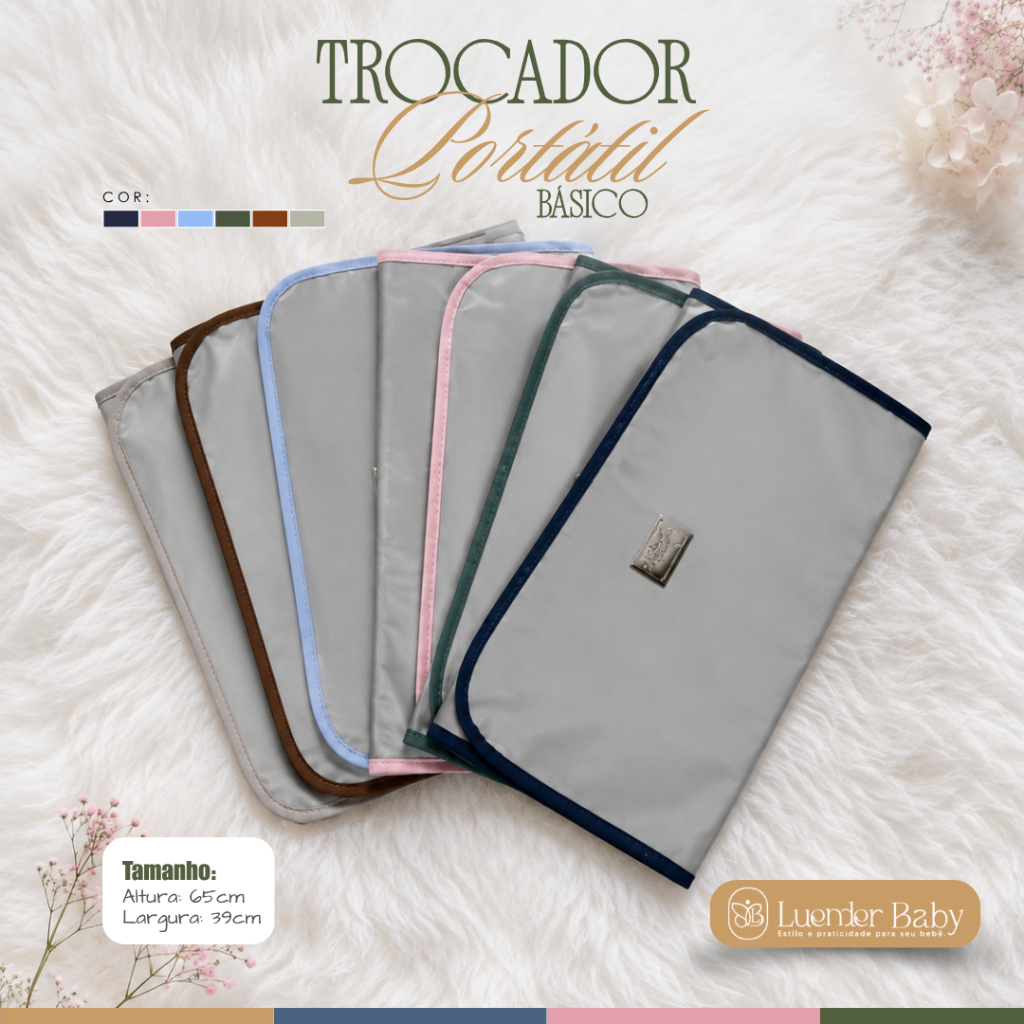 Trocador Portátil Luxo Acolchoado Impermeável Lavável Luender Baby