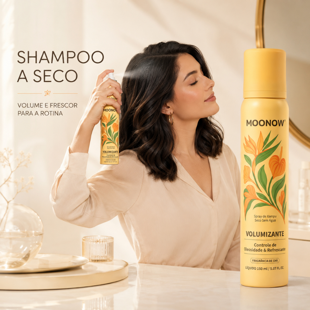 Spray de Shampoo Seco 150ml para Cabelo Volume Sem Enxágue Fórmula Leve