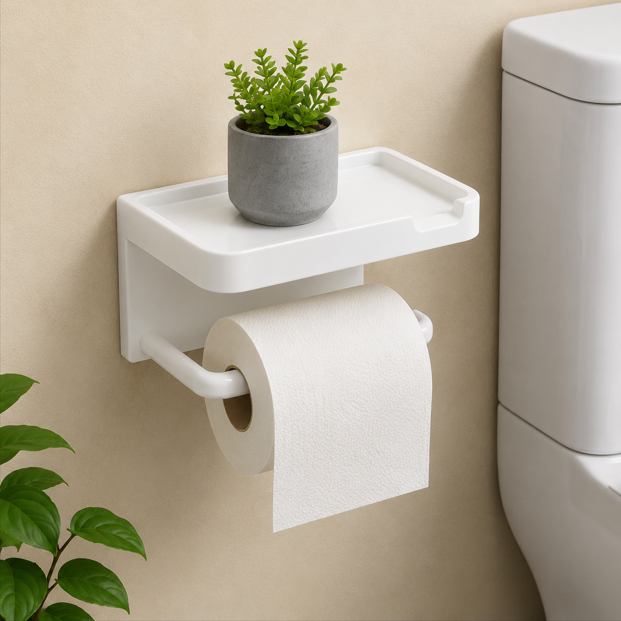 Suporte Porta Papel Higiênico Fixação Por Adesivo Resistente — imagem 2 de 2