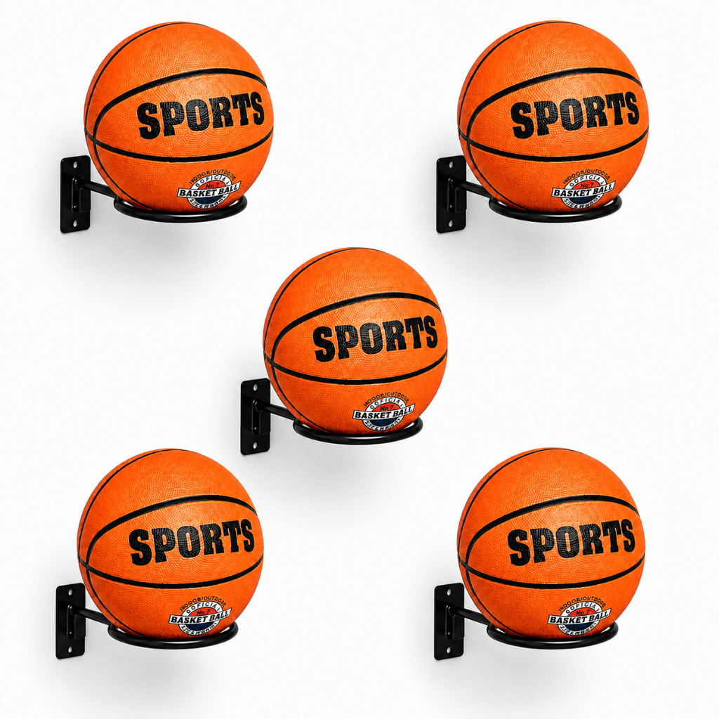Kit 05 Suporte de Bola Futebol Basquete ou Vôlei com Parafusos e Buchas Aço Reforçado
