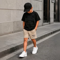 Conjunto KIT Infantil Criança Short e Camiseta Menino Roupa Casual de Verão Bermuda estilo 2 ao 16