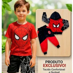 CONJUNTO INVERNO VERÃO MENINO INFANTIL JUVENIL 1 OU 2 CONJUNTOS Homem-Aranha Sonic | roupa infantil juvenil 2 A 14 anos