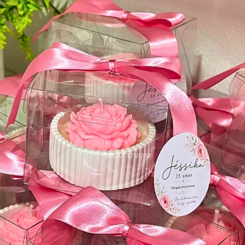 Vela Peônia Aromática 50g no Pote de Gesso | Lembrancinha Maternidade - Aniversário  - Casamento - Chá de bebê