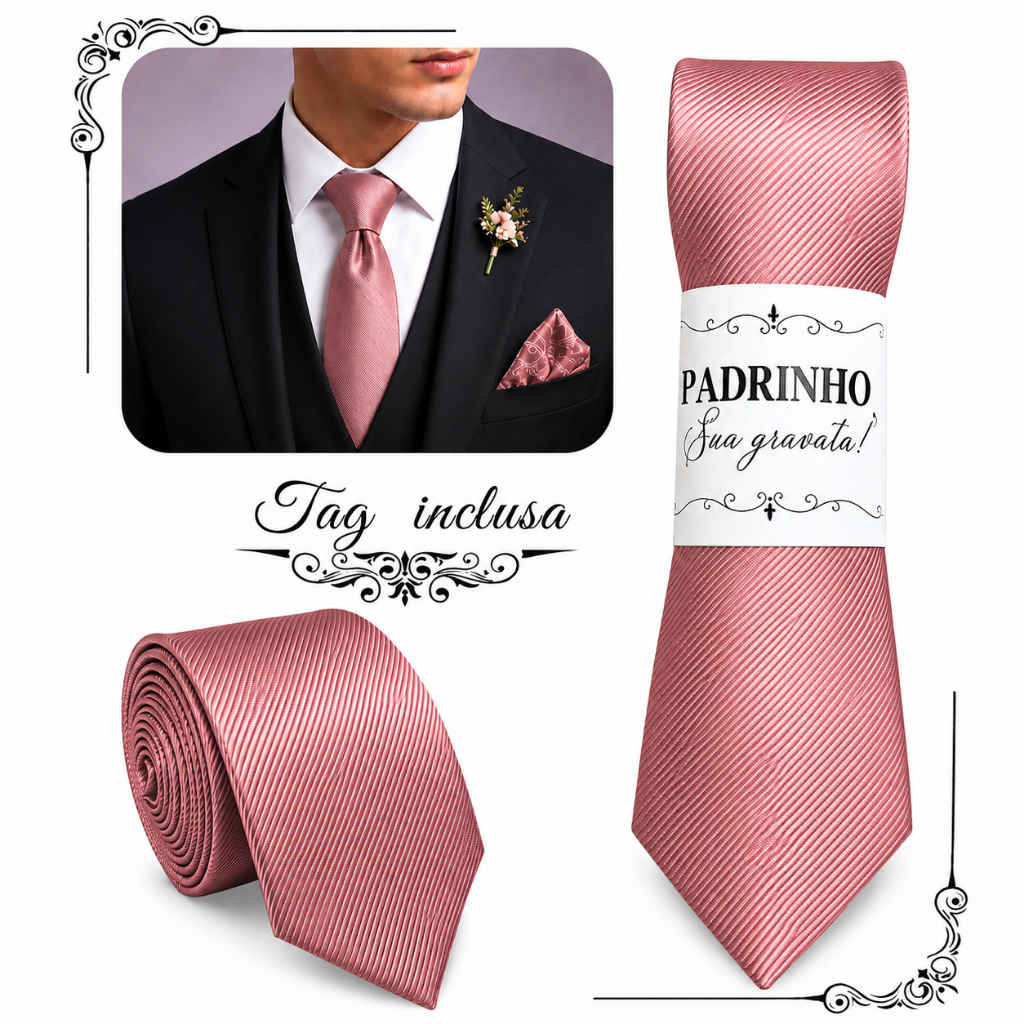Gravatas Rose para Padrinhos Casamento ( 1 a 4 )