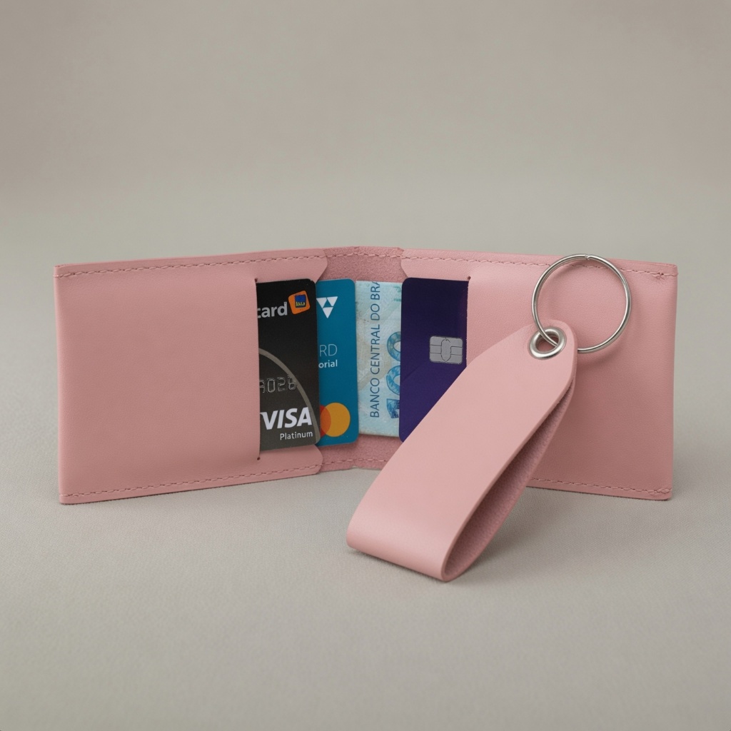Kit Porta Cartão + Chaveiro Feminino Masculino slim Carteira feminina Para Padrinhos