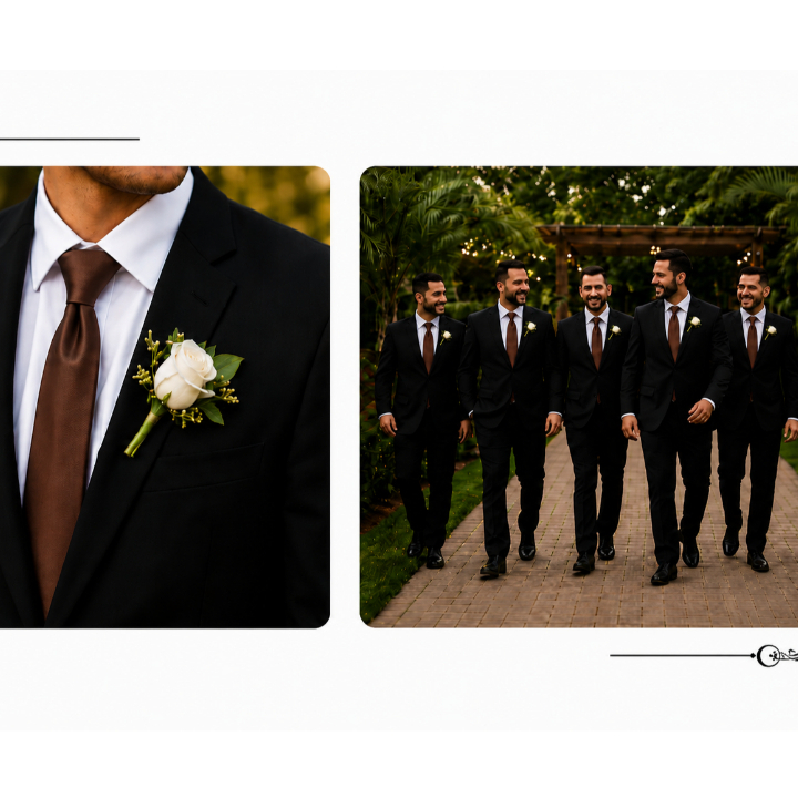 Gravata Slim Marrom para Padrinhos de Casamento Tag PD