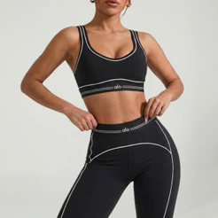 Conjunto Feminino De Leggings De Cintura Alta E Sutiã Esportivo, Respirável De Secagem Rápida Para Treino De Ginástica