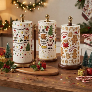 Papel Toalha de Natal Tripla folha Decoração 8 metros 40 guardanapos Natalinos Papai noel Bolachas