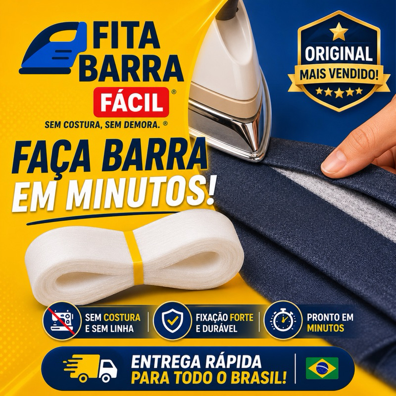 Imagem Fita Barra Fácil ® ORIGINAL - bainha Barra Calça Jeans Roupa Bainha cortina Ferro Passar tik tok