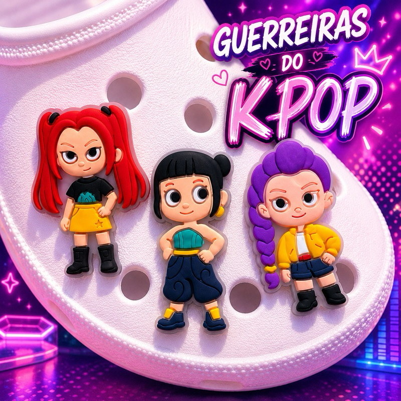 Kit Pins Guerreiras K-Pop | Enfeite para Babuche | Acessório para Sandália