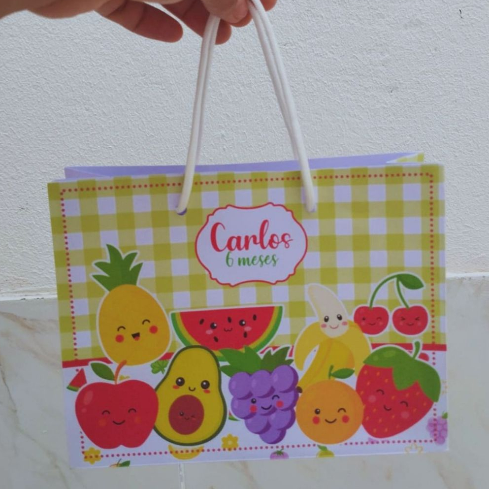 Sacolinha FRUTINHAS Personalizado Sacolinha Lembrancinha Aniversário FRUTIHAS PEGUE MONTE
