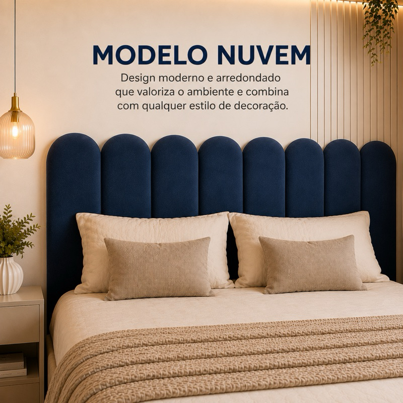 Kit 5 Até 10 Cabeceiras Estofada Cama Box Casal Moderna Luxo Modulada Sem Furo Autocolante 40cmx19cm Solteiro Queen King