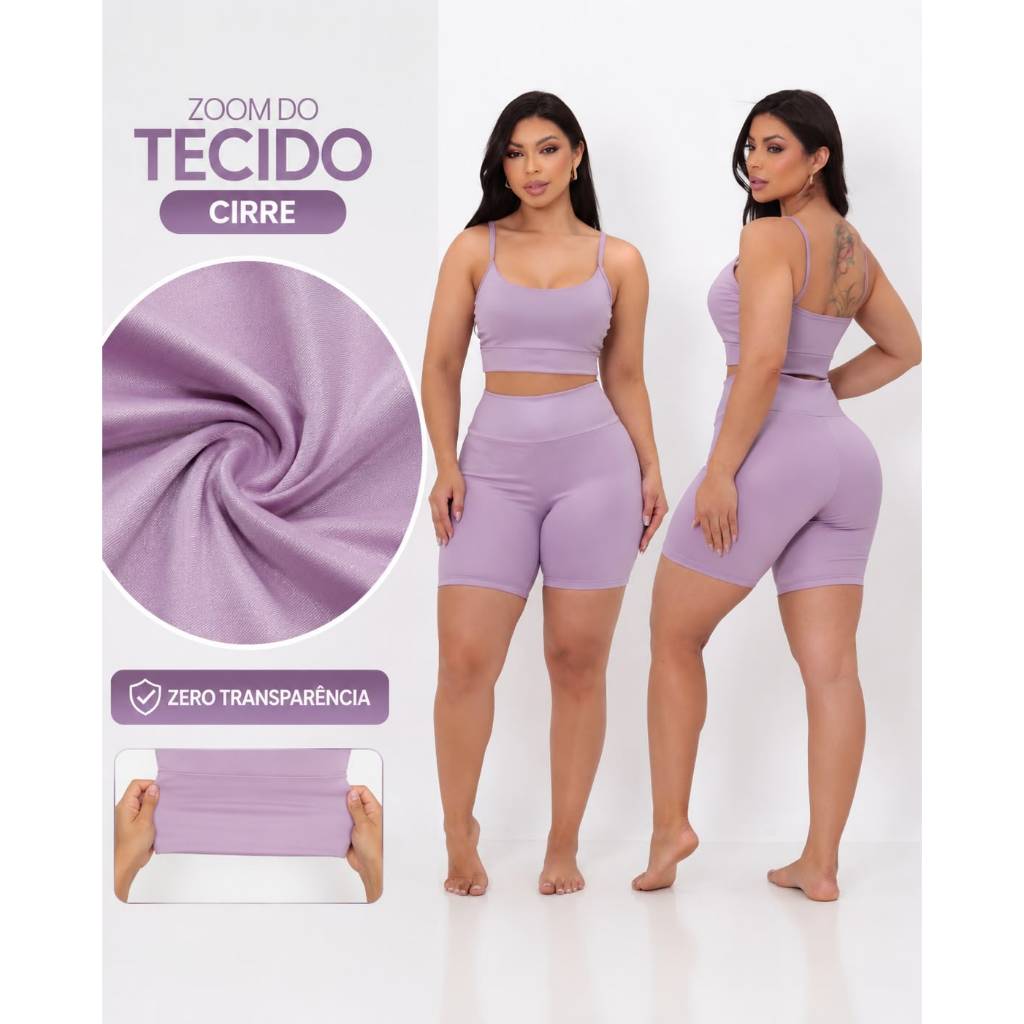 Conjunto Feminino Fitness Academia Caminhada Corrida  Bermuda Shorts Meia Coxa Top Ginástica Confortável P M G GG