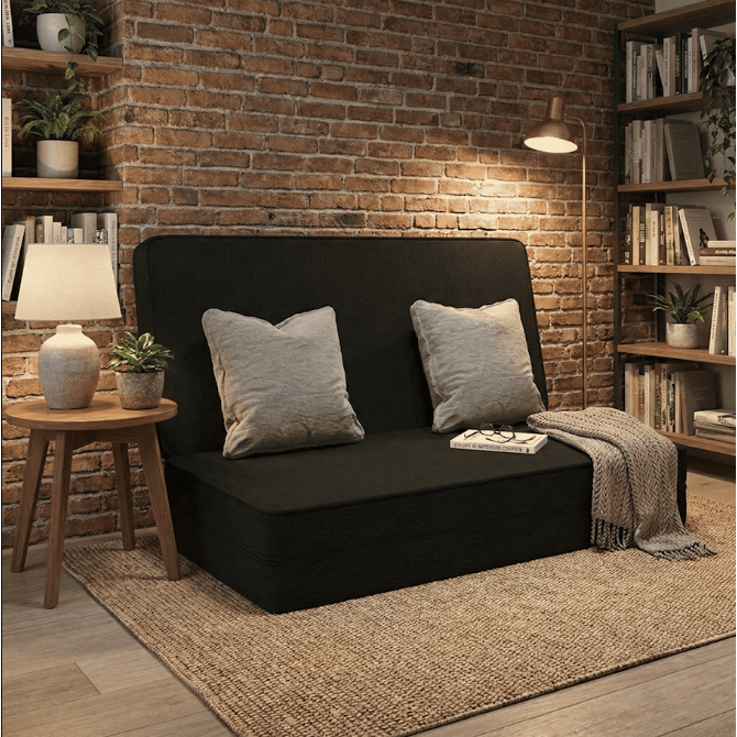 Puff Sofá Cama 3 Em 1 Dobrável Colchonete D15 Casal Multiuso Premium Love&Home Sala Quarto