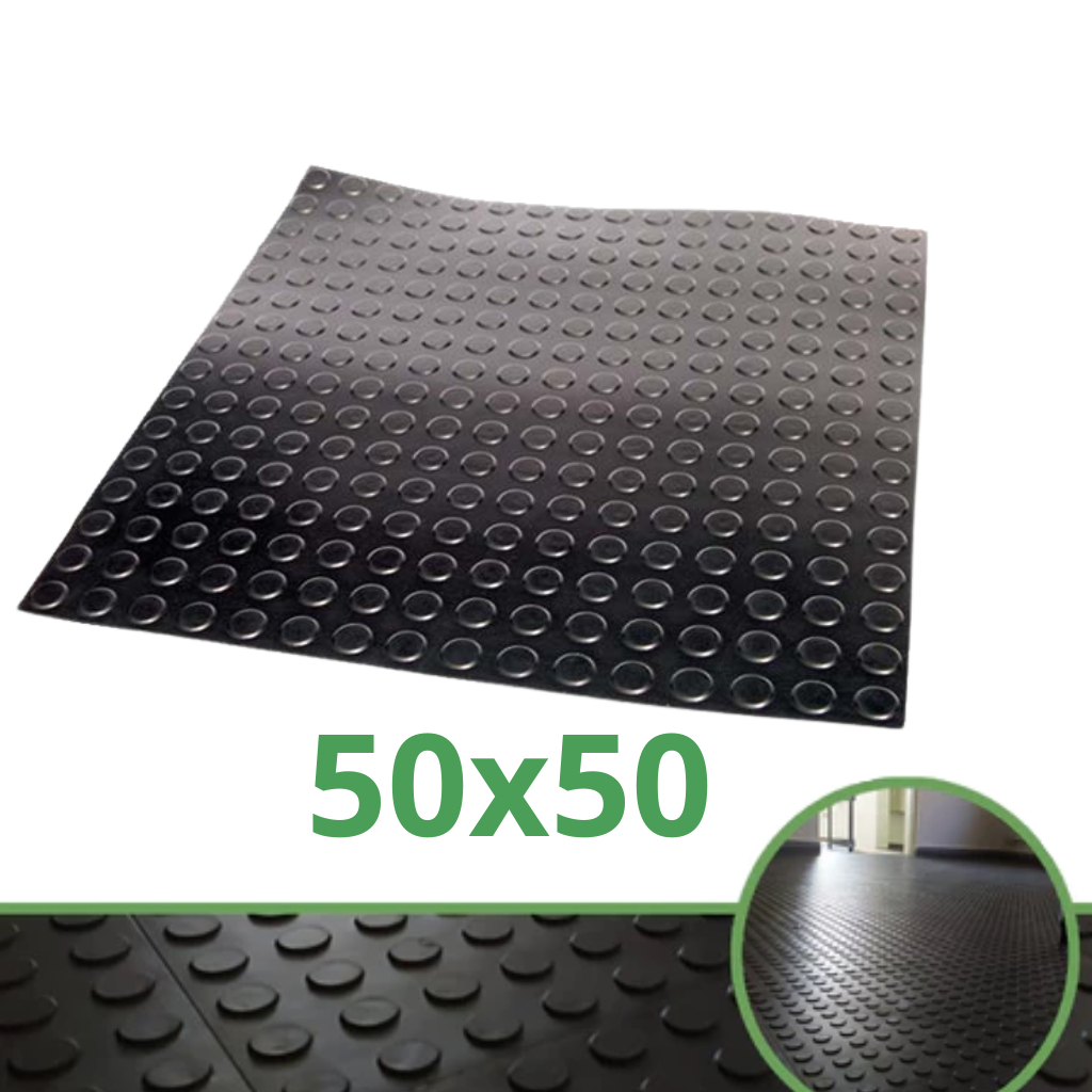 Piso Moeda Pastilhado Emborrachado 50x50cm - Antiderrapante Para Academia, Comércio, Escadas e Rampas Direct Borrachas