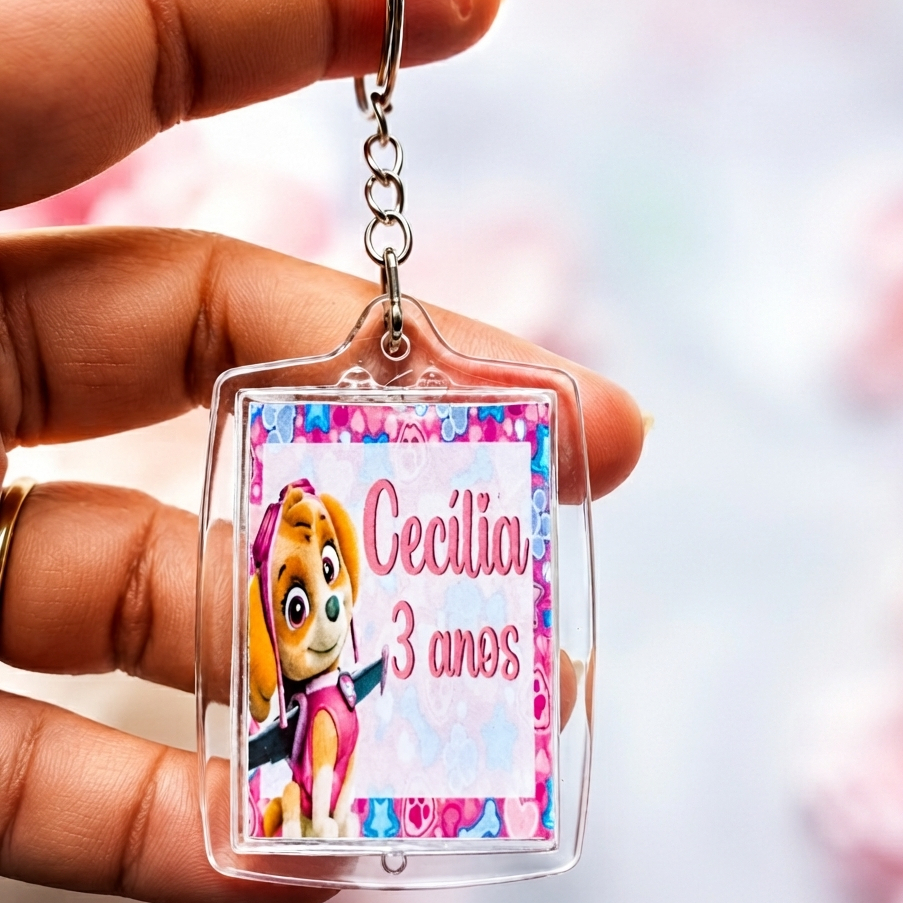 Chaveirinho Acrílico Brilhante Personalizado Skye- Lembrancinhas-Aniversário-Mesversário