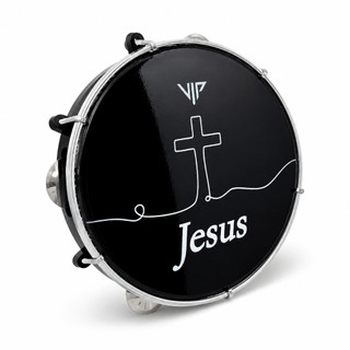 Pandeiro Profissional 10 Pol Pele Leitosa Preto Vip Jesus P10-JESUS1-SP - 60166