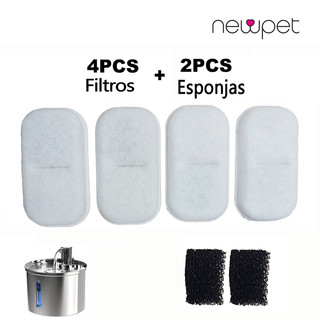 (Em estoque) Newpet 6 Peças De Filtração Tripla Pet Para Filtro De Fonte De Gato Forma aços inoxidáveis