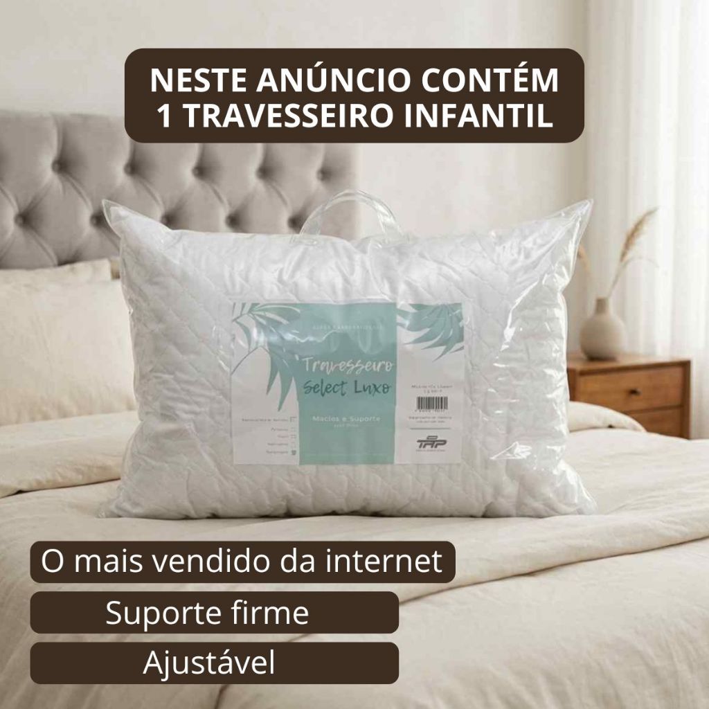 Travesseiro Antialérgico Alto Conforto Select Luxo Fibra Importada Macio Branco 50x70cm Lavável