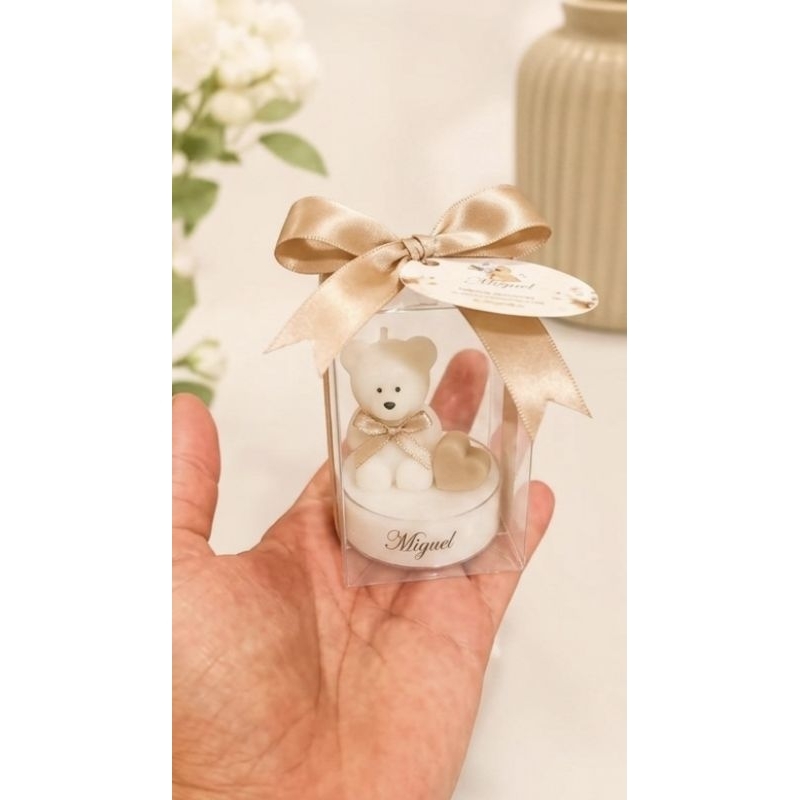Vela Ursinho personalizada ideal para lembrancinhas de Batizado aniversário, eventos kit caixinha sofisticada
