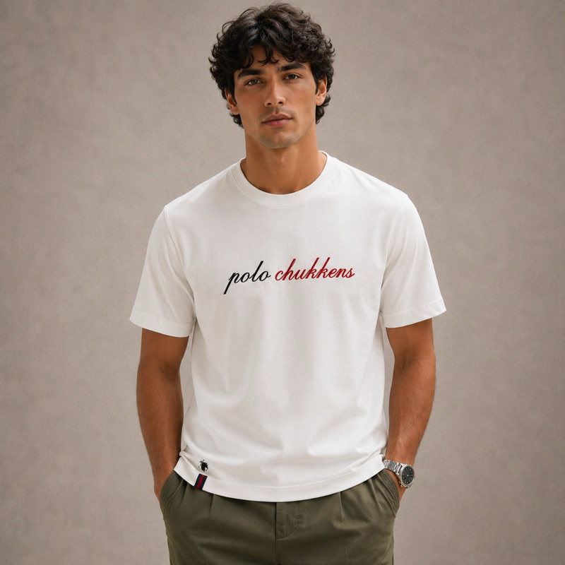 Camisa Camiseta Masculina Algodão Peruano Bordado Polo Chukkers Premium Confortável