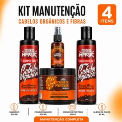 Kit Capilar Orgânico Para Fibras Cuidado Completo e Finalização