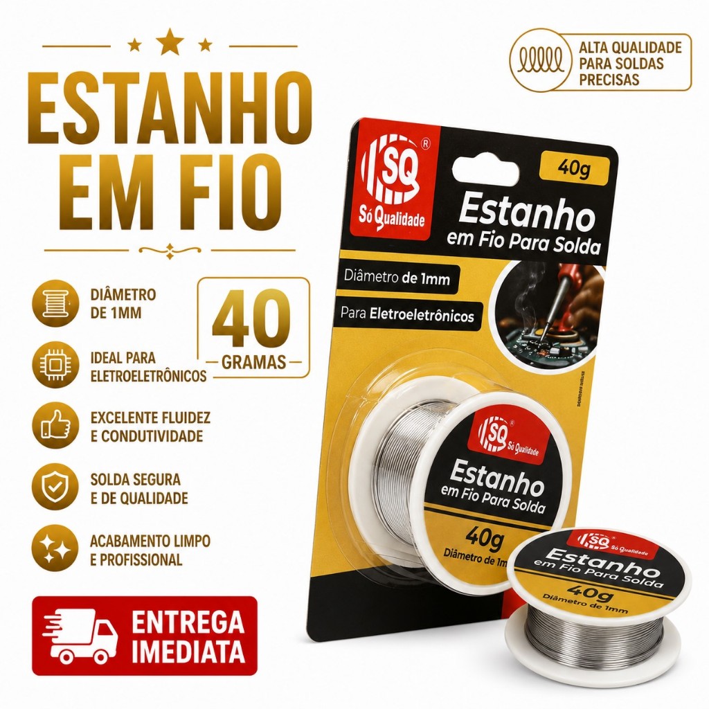 Estanho Em Fio Para Solda Para Eletrônicos Carretel 1mm 40g Premium Qualidade Excelente