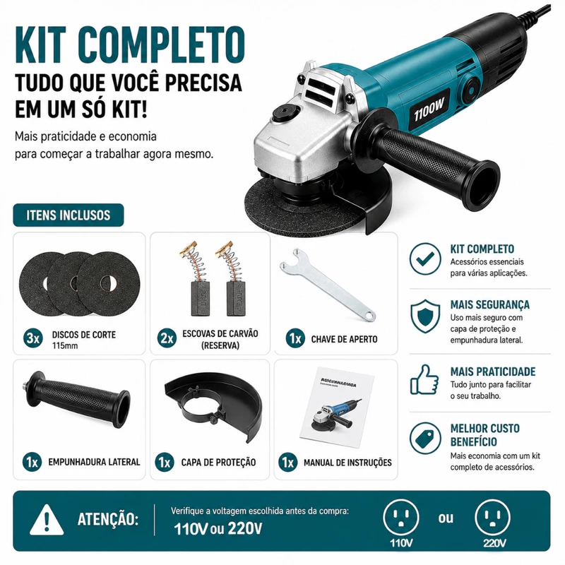Esmerilhadeira Lixadeira 1100W 4 em 1 110V — foto 4