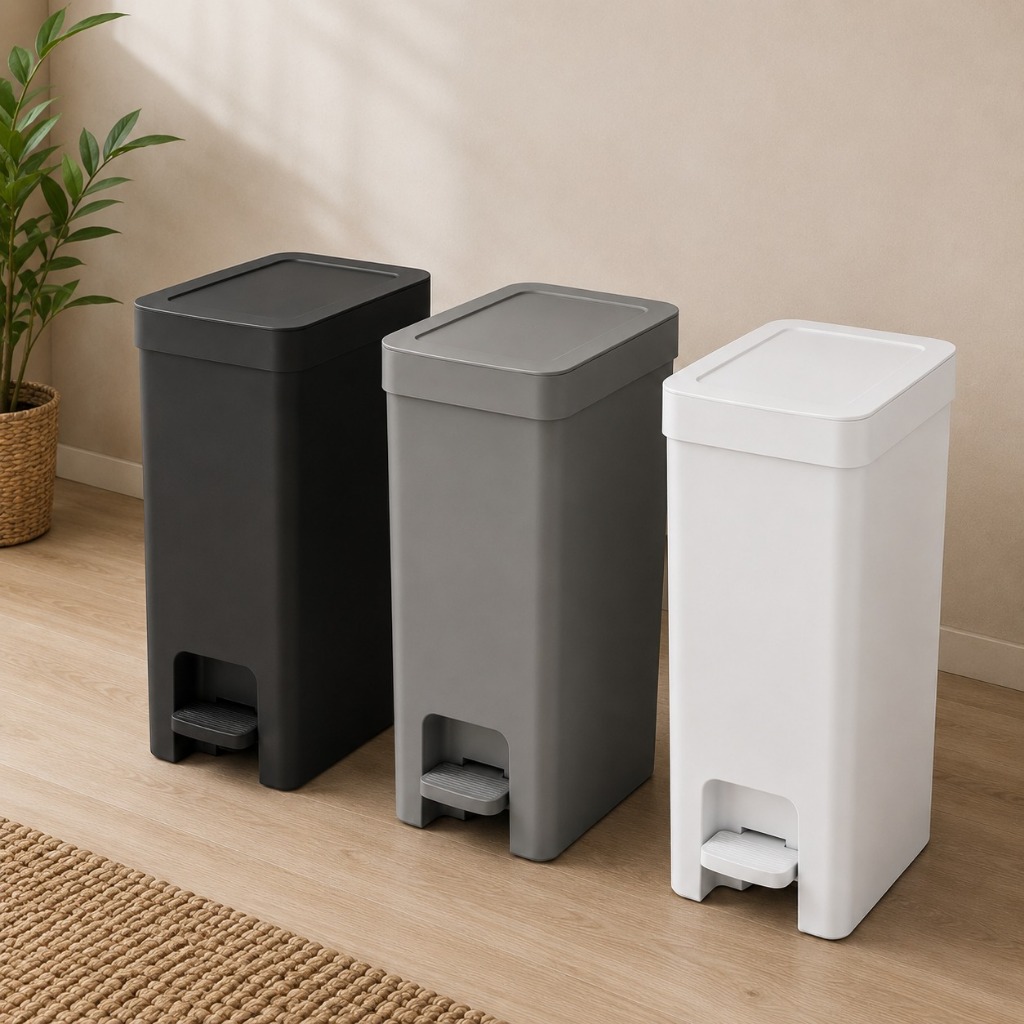 Lixeira Slim 30L Com Pedal Tampa Aro Interno Cozinha Lavanderia Banheiro