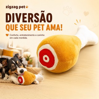 Brinquedo para Cachorro Pelúcia Pernil com Som Mordedor Pet 15,5cm