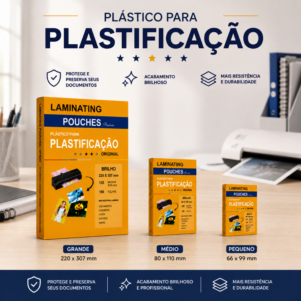 Kit 300 Polaseal Plastico Cpf Rg A4 Plastificação