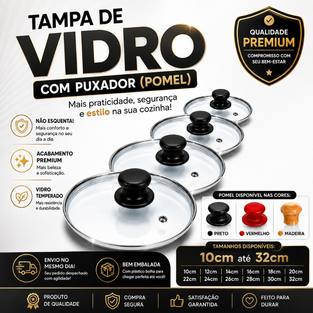 Tampa De Vidro Temperado Para Panelas E Frigideiras - tampas para seu jogo de panela e para sua cozinha
