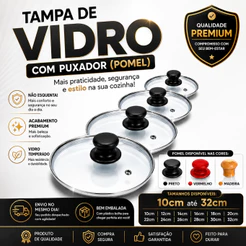 Tampa De Vidro Temperado Para Panelas E Frigideiras - tampas para seu jogo de panela e para sua cozinha