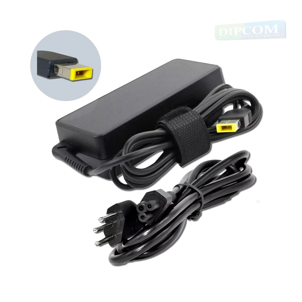 Carregador para Notebook 65W Bivolt Lenovo Pino Retangular