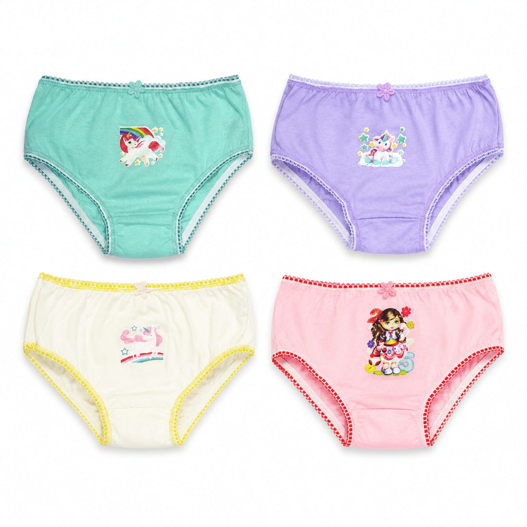 Kit 4 Calcinha Infantil Menina Sortidas Super Confortáveis