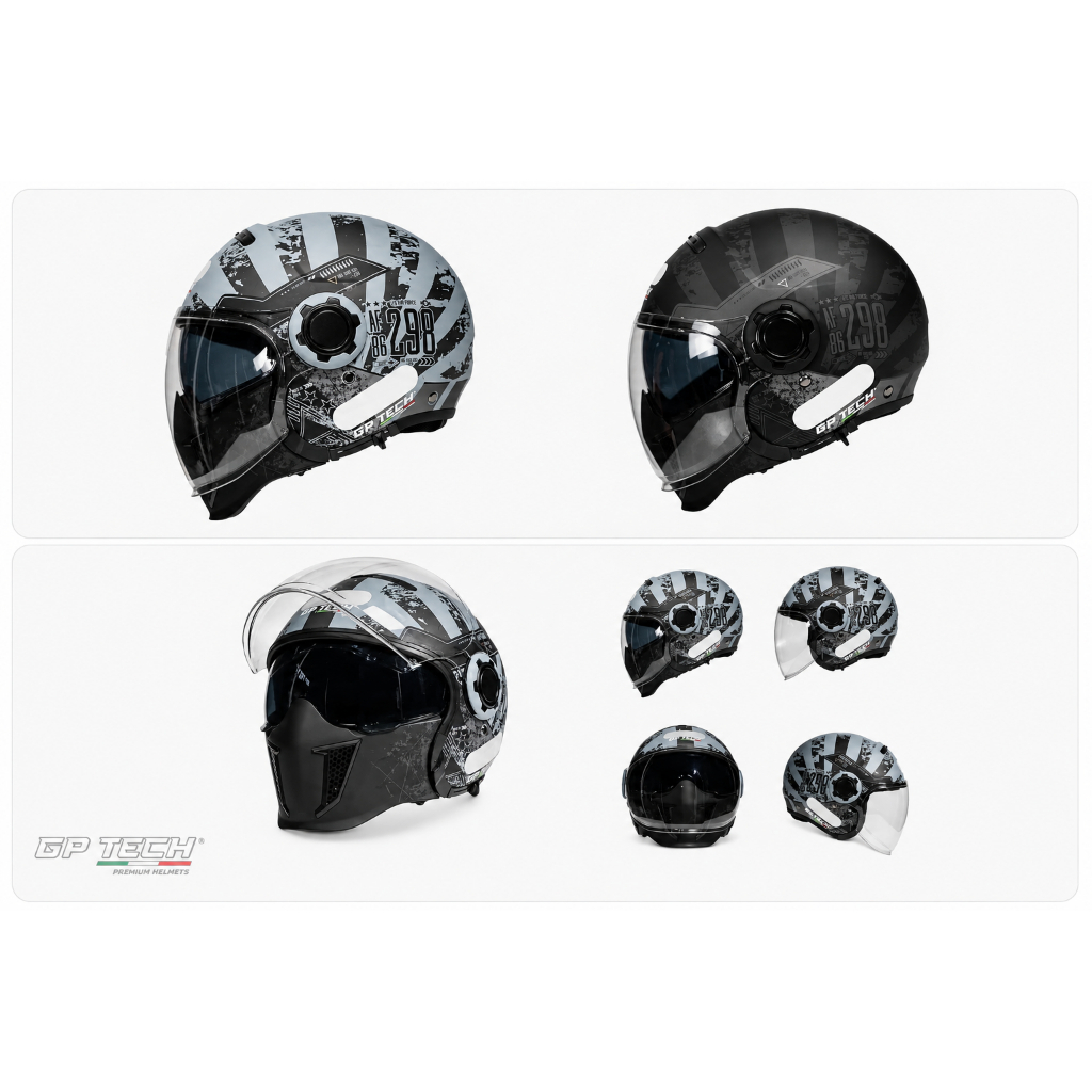 Capacete Moto GP Tech Zoom 4 em 1 Modular Queixeira Removível Dupla Viseira