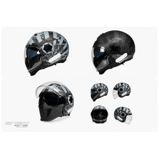 Capacete Moto GP Tech Zoom 4 em 1 Modular Queixeira Removível Dupla Viseira