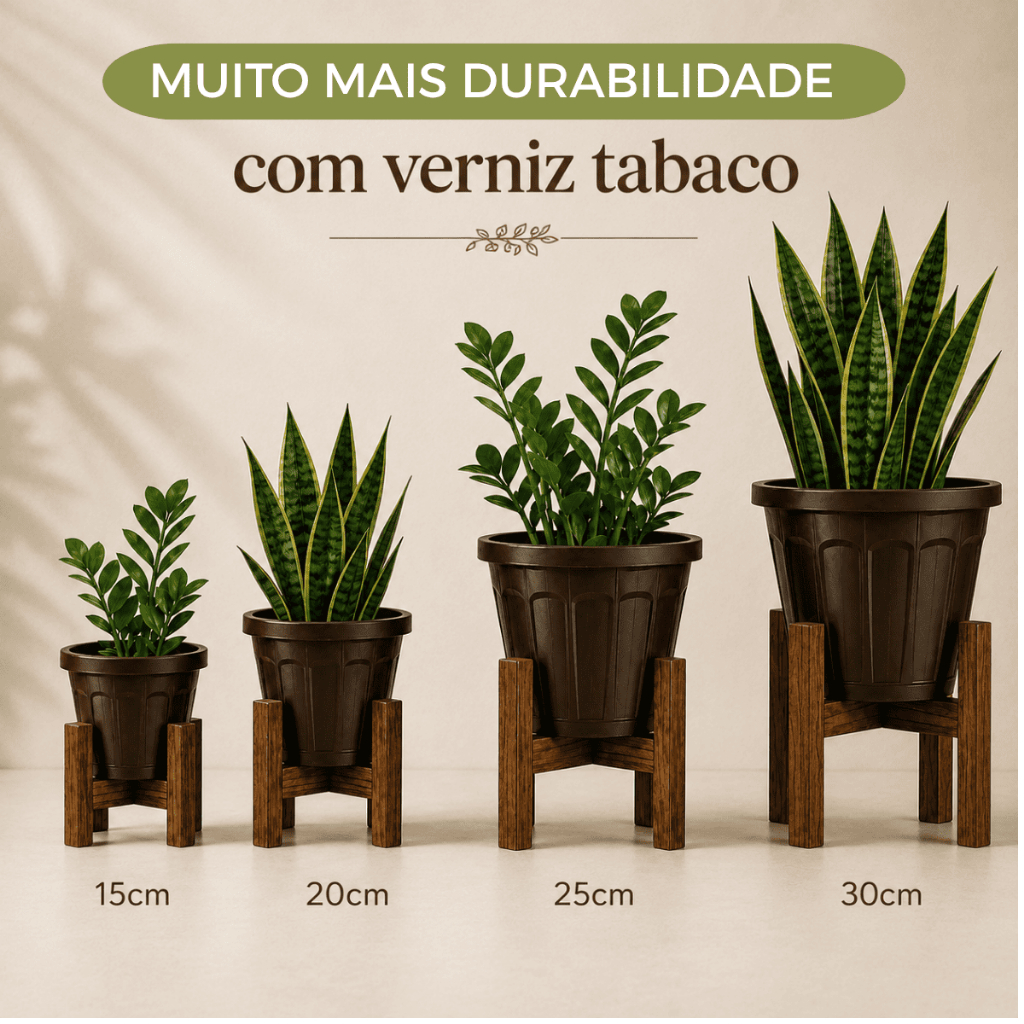 Suporte Cachepot em madeira pinus para vaso de Plantas 15cm 20cm 25cm 30cm — imagem 2 de 2