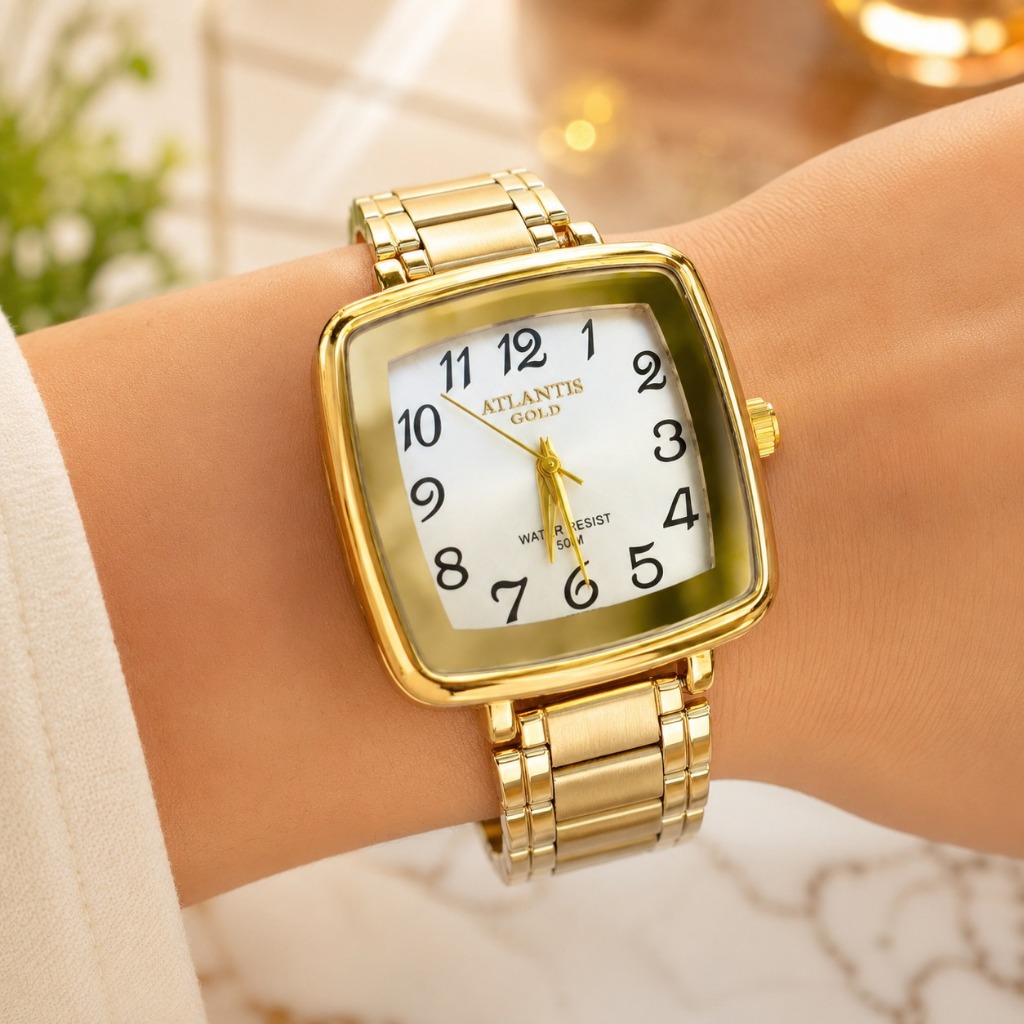 Relógios Atlantis Original Fashion Dourado ou Aço Presente ou Uso + Caixinha.
