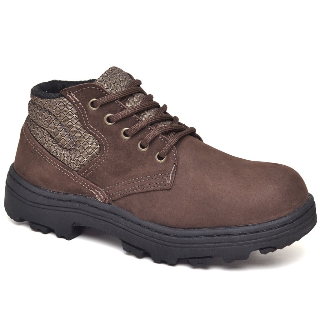 Bota Botina de segurança Marluvas Couro Nobuck Bico Pvc  Café