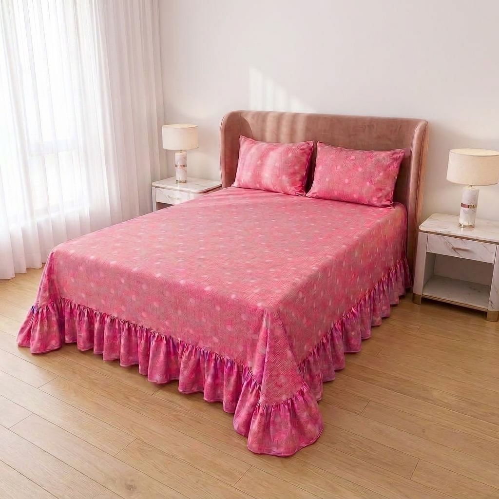 Lençol Colcha de Babado Estampada 2,40mx2,50m - Toque de Algodão Belíssima