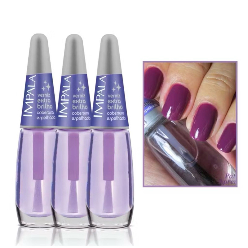 Kit Esmalte Impala Extra Brilho Verniz Roxinho Cobertura - Escolher Kit