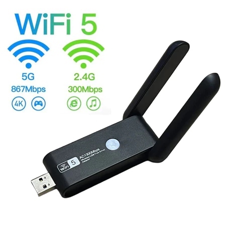 Adaptador Wi-fi Dual Band 2-4G e 5G USB 3.0 5Ghz 1200mbps 2 Antenas