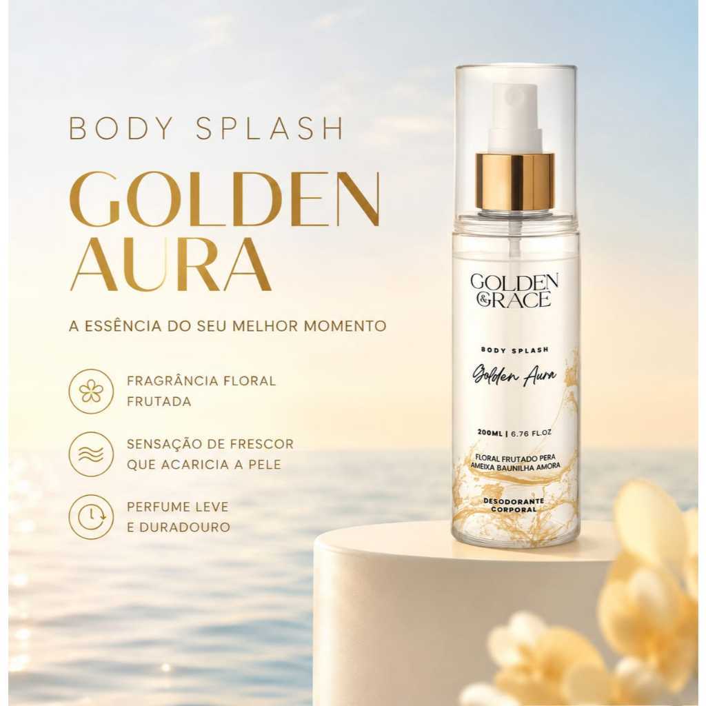Body Splash Golden Aura – Golden & Grace - Body Splash Feminino - 200ML