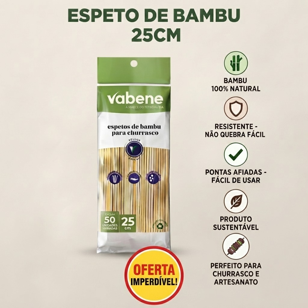 Espeto De Bambu 25cm Espetinho Churrasco Artesanato Palito Churrasquinho